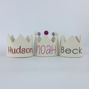 NATURAL Linen Crown for Birthdays and Kids Party | Name Crowns for Babies and Children