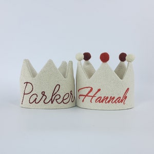 Name Crowns for Babies and Children | NATURAL Linen Crown for Birthdays and Kids Party