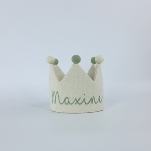 Corona di lino NATURALE per neonati e bambini / Corone con nome per compleanni e feste per bambini