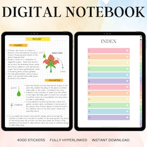 Digital Notebook | GoodNotes Notebook with Cornell notes template, 40 Goodnotes templates, digital journal with tabs, iPad notebook