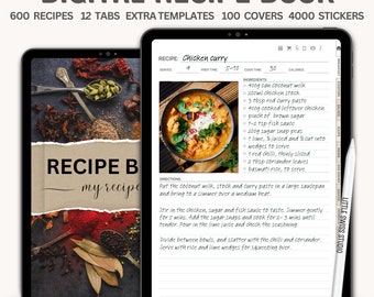 Digitales Rezeptbuch - Mahlzeitenplaner, iPad/Goodnotes Kompatibel, Digitales Kochbuch, Rezept Journal, Food Journal mit Rezeptbuch Vorlagen