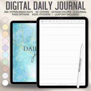 Ultimate Digital Daily Journal and Diary with 10 page colors - Leap Day version - 6 page templates for Goodnotes, iPad - Hyperlinked journal