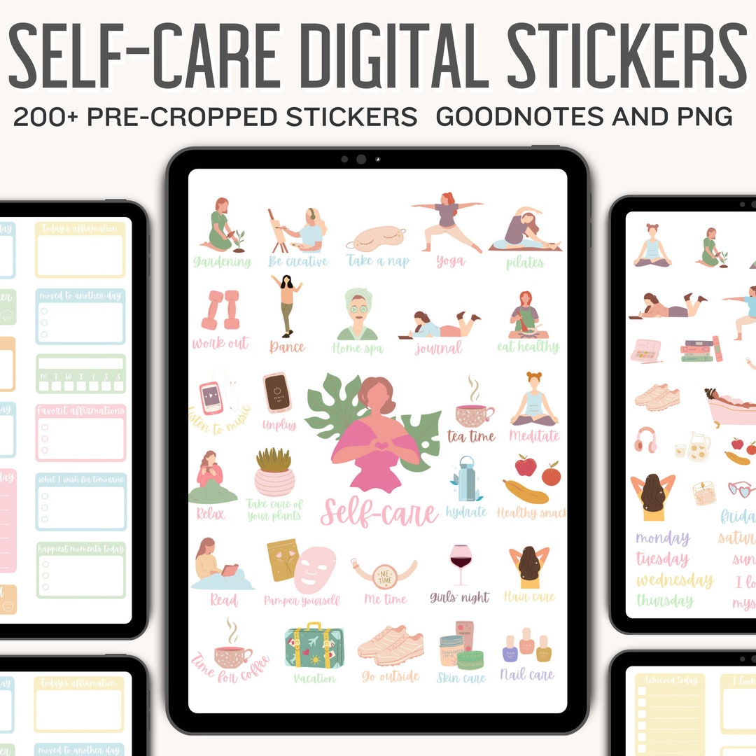 Self-care Digital Stickers | Goodnotes and iPad Compatible | PNG ...
