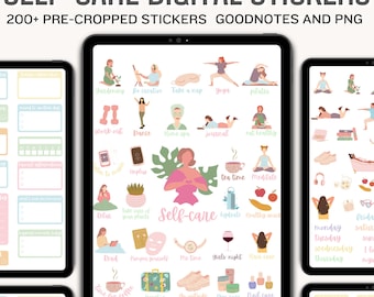 Self-Care Digitale Aufkleber | GoodNotes und iPad Kompatibel | PNG Sticker für Wellness, Alltag, Selbstliebe, mit Affirmationen