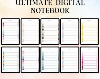 Ultimatives Digitales Notizbuch | GoodNotes Notizbuch mit Cornell Notizen Vorlage, 40 Goodnotes Vorlagen, digitales Journal mit Tabs, iPad Notizbuch