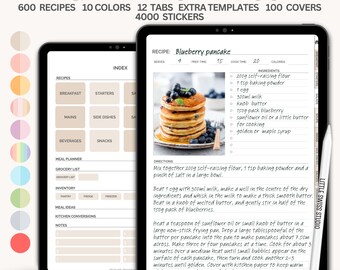 Das ultimative digitale Rezeptbuch: Mahlzeitenplaner, iPad / Goodnotes-freundlich, erstellen Sie köstliche Köstlichkeiten mit Rezept-Journal & Vorlagen!