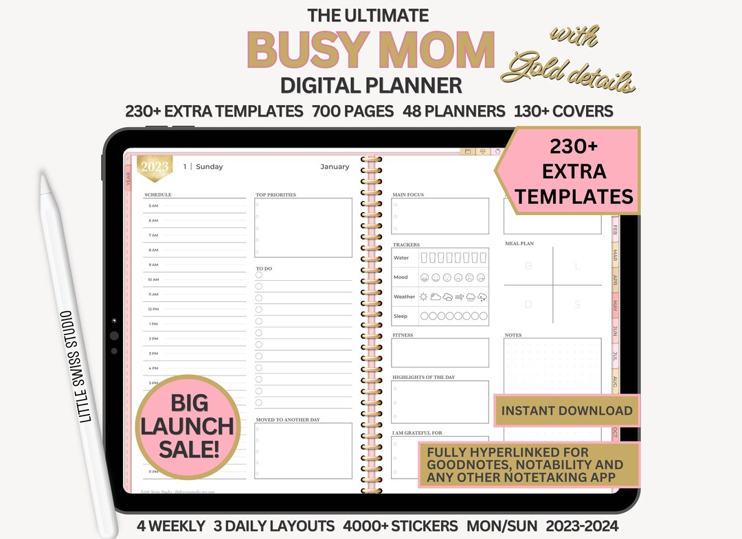 Digital Planner for Busy Moms 2024 Goodnotes iPad Planner Etsy