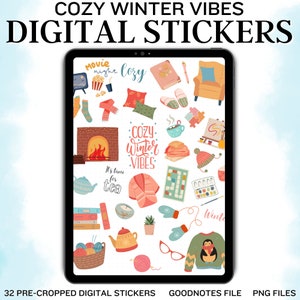 Cozy winter digital stickers Cozy Winter  - planners, journal, scrapbooking - PNG files and Goodnotes file