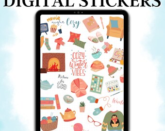 Gemütlicher Winter digitale Aufkleber Cozy Winter - Planer, Journal, Scrapbooking - PNG-Dateien und Goodnotes-Datei