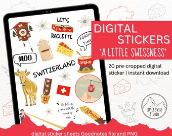 Digitale Planer Aufkleber ""A little Swissness"" - 20 vorgeschnittene Aufkleber - einzelne PNG-Dateien und eine Goodnotes-Datei für deinen Planer/Journal."