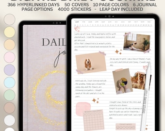 Bestes digitales Journal und Tagebuch mit 10 Seitenfarben - Leap Day Version - 6 Seitenvorlagen für Goodnotes, iPad - Hyperlinked Journal