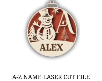 Christmas Ornament SVG bundle A-Z Name Christmas Ornament Laser Cut Files Christmas Balls Tree Decoration Hanging Bauble Digital Download