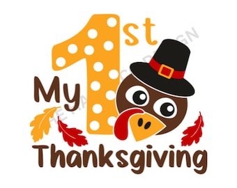 My 1st Thanksgiving SVG: Baby Turkey Clipart (Digital Download)