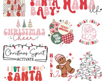 Retro Pink Christmas SVG Bundle: Holiday Designs (Digital Download)