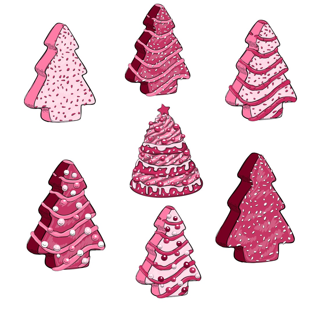 Christmas Tree Cake Bundle SVG PNG Pink Christmas Tree Cakes, Tis the