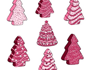 Pink Christmas Tree Cake SVG Bundle: Holiday Designs (Digital Download)