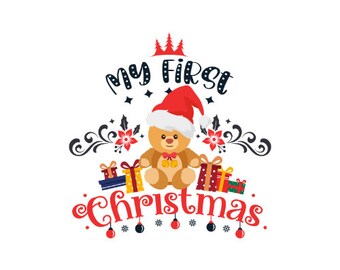 1st Christmas Santa Hat SVG PNG, Baby First Christmas SVG 1st Christmas Holiday season sublimation, Baby Boy First Christmas Svg Png Clipart