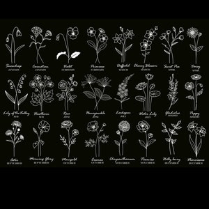 Birth Month Flower Bouquet SVG Bundle x24 Birth Month Flower, Flower Svg, Floral Svg Birthday flower,Flower Bouquet,flower,flowers,tattoo,