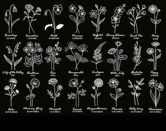 Birth Month Flower SVG Bundle: Floral Bouquet Designs (Digital Download)