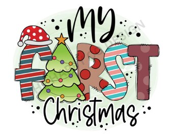 Baby's First Christmas PNG: vakantie-rompertje-illustraties (digitale download)