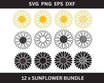 Sunflower SVG Bundle, Cut File, Cricut, Silhouette - Digital Download Files
