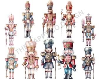 Watercolor Nutcracker Clip Art: Christmas PNG Bundle (Digital Download)