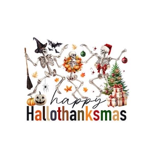 Happy Hallowthanksmas Sublimation PNG File thanks giving png christmas png - Instant Digital Download File