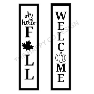 Fall Porch Sign SVG Bundle: Vertical Welcome Signs (Digital File)