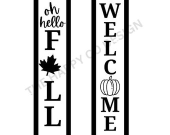 Fall Porch Sign SVG Bundle: Vertical Welcome Signs (Digital File)