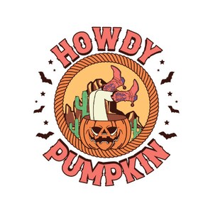 Fall SVG | Pumpkin SVG Png | Howdy Pumpkin svg png Cowgirl Halloween Design | Western Sublimation | Retro Png | Western Halloween SVG Png