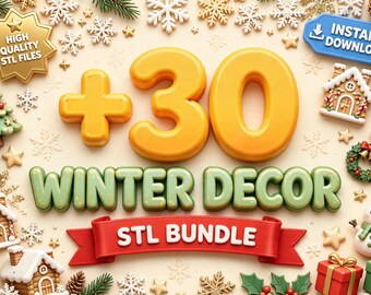 Kerst- en winterdecoratie STL-bundel | 3D-printbestanden voor kerstdecoratie in huis