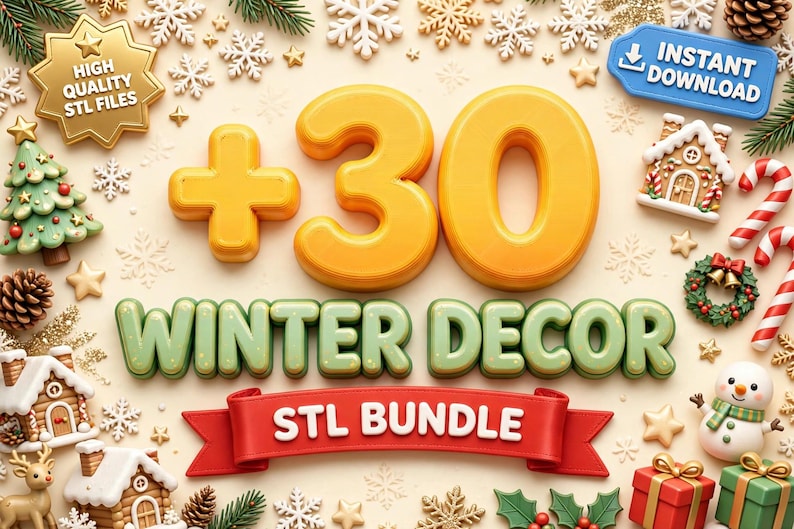 Paquete de archivos STL de decoración navideña de invierno / Archivos de impresión 3D para decoración navideña del hogar imagen 1