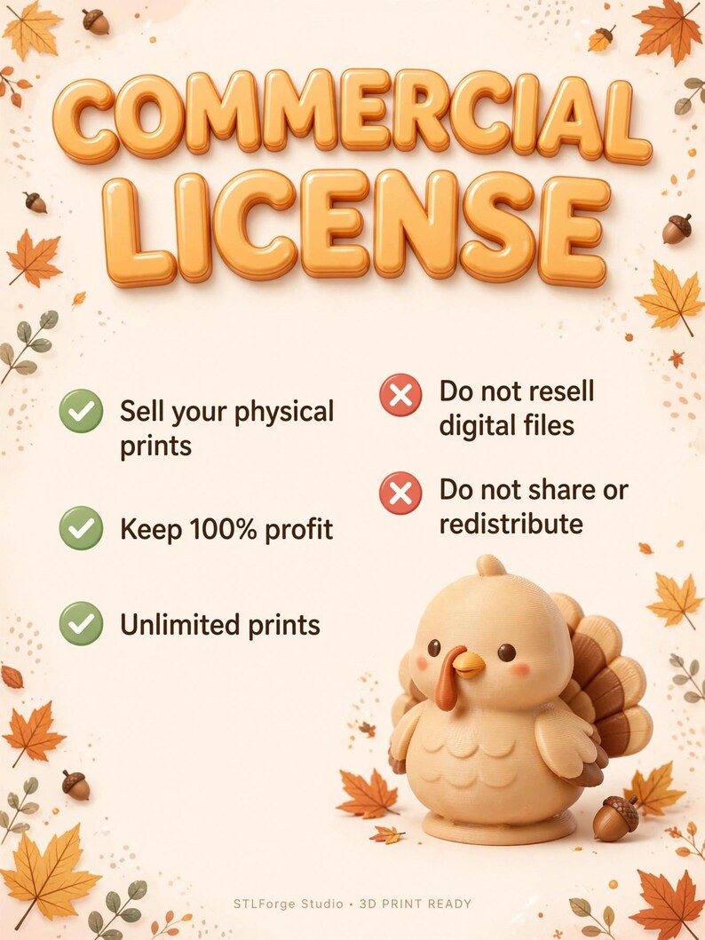 28 Thanksgiving Turkey 3D Print Files, Fall Decor Bundle (Digital Download) image 4