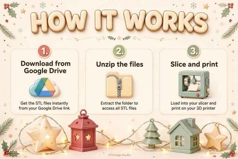 15 Christmas Lanterns & Lights STL Bundle | Holiday Decor 3D Print Files (Digital Download) image 5