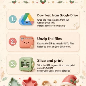 Paquete de archivos STL para cocina navideña / Cortadores de galletas y decoración navideña para impresión 3D imagen 5