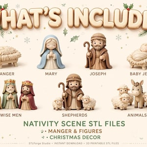 Paquete de archivos STL del Belén Navideño / Archivos para impresión 3D del pesebre navideño imagen 2