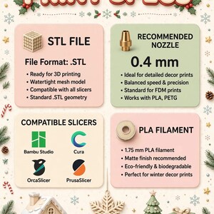 Paquete de archivos STL de decoración navideña de invierno / Archivos de impresión 3D para decoración navideña del hogar imagen 3