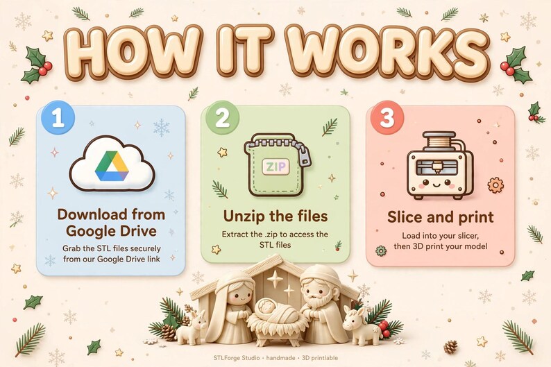 Paquete de archivos STL del Belén Navideño / Archivos para impresión 3D del pesebre navideño imagen 5