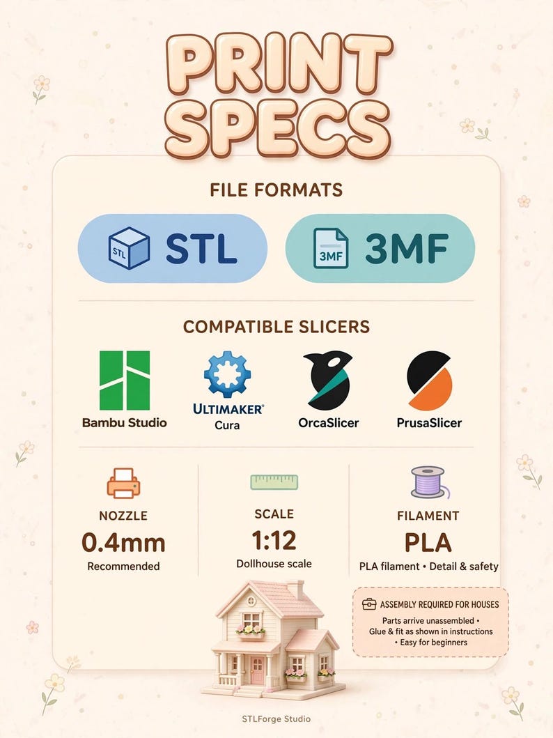 Pacote Mega com mais de 280 arquivos STL para impressão 3D de casas de boneca, móveis e edifícios em miniatura. imagem 3
