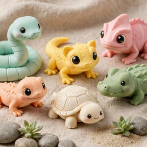 爬虫類STLメガバンドル｜ヘビ、トカゲ、カメの3Dプリントファイル190点以上