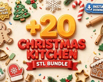 Kerstkeuken STL-bundel | Kerstkoekjesvormen en decoratie 3D-printbestanden