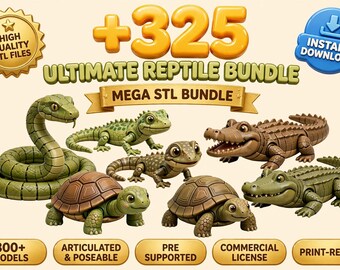 Ultimate Reptile Bundle | 325+ Snake Lizard Crocodile Turtle STL Files | 3D Print