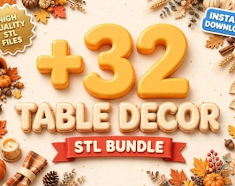 Paquete de archivos STL para decoración de mesa de Acción de Gracias / Más de 32 archivos de impresión 3D para centros de mesa otoñales
