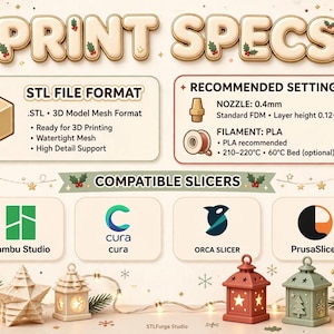 15 Christmas Lanterns & Lights STL Bundle | Holiday Decor 3D Print Files (Digital Download) image 3