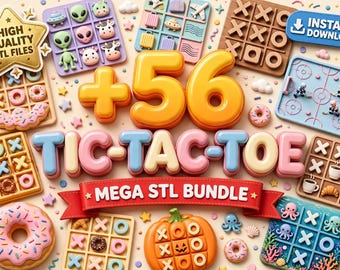 Mega Bundel Boter-kaas-en-eieren | 56 Thema 3D Print Spel STL-bestanden | Familie Bordspellen