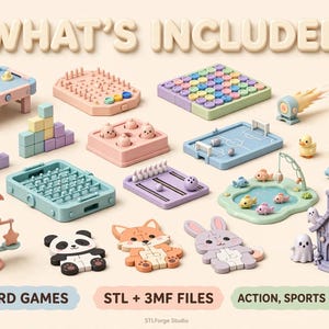 Paquete de 30 juegos de mesa 3D imprimibles / Acción familiar, deportes, estrategia (archivos STL) imagen 2