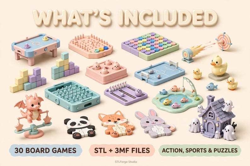 Paquete de 30 juegos de mesa 3D imprimibles / Acción familiar, deportes, estrategia (archivos STL) imagen 2