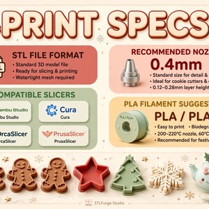 Paquete de archivos STL para cocina navideña / Cortadores de galletas y decoración navideña para impresión 3D imagen 3