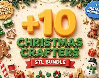 Paquete de archivos STL para manualidades navideñas / 10 archivos de impresión 3D para manualidades navideñas / Descarga digital de decoración navideña