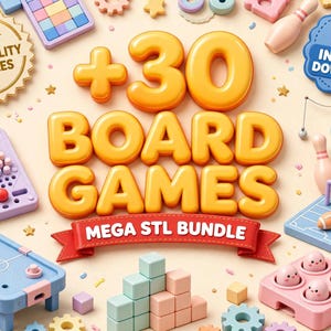 Paquete de 30 juegos de mesa 3D imprimibles / Acción familiar, deportes, estrategia (archivos STL) imagen 1